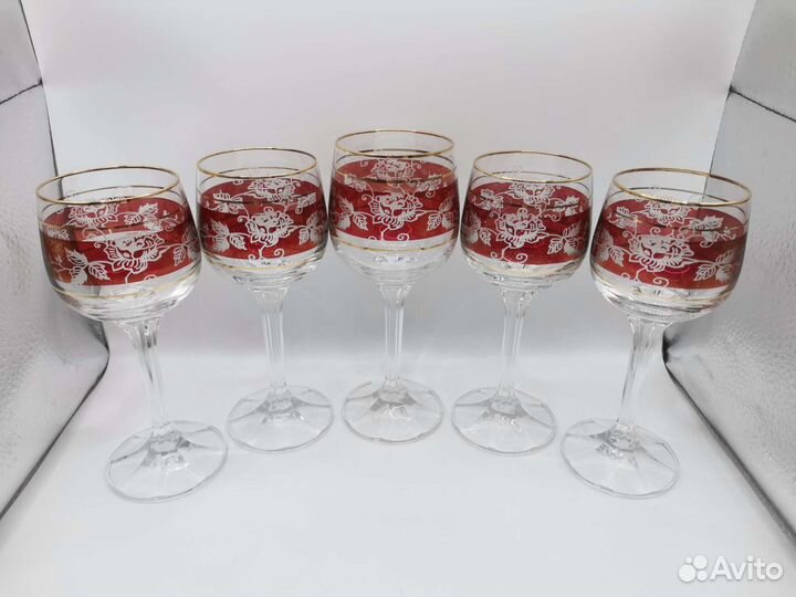 Бокалы Фужеры Богемский хрусталь СССР 5 шт