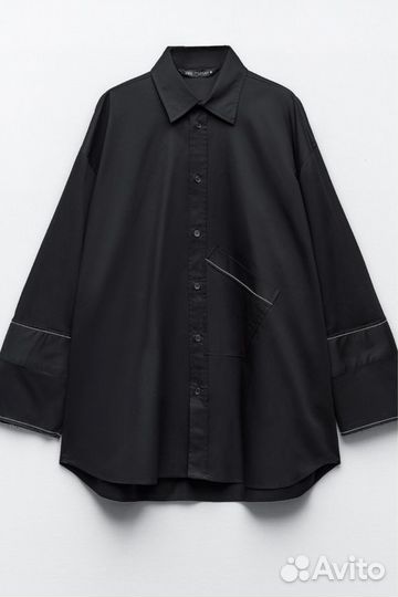 Рубашка оверсайз zara XL черная хлопок