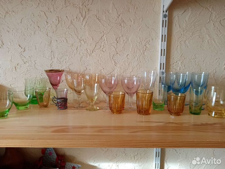 Советские рюмки и стопки из цветного стекла