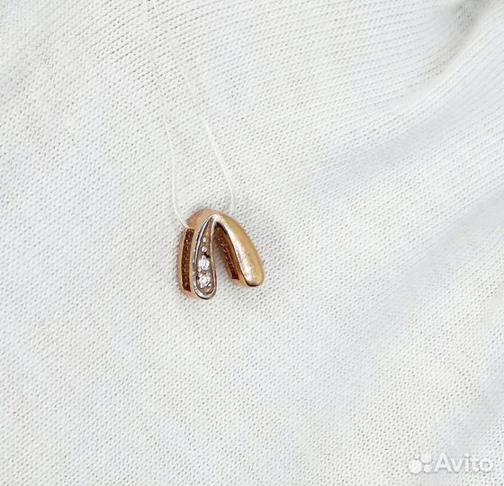 Золотая подвеска 585 пробы Буква Л с фианитами