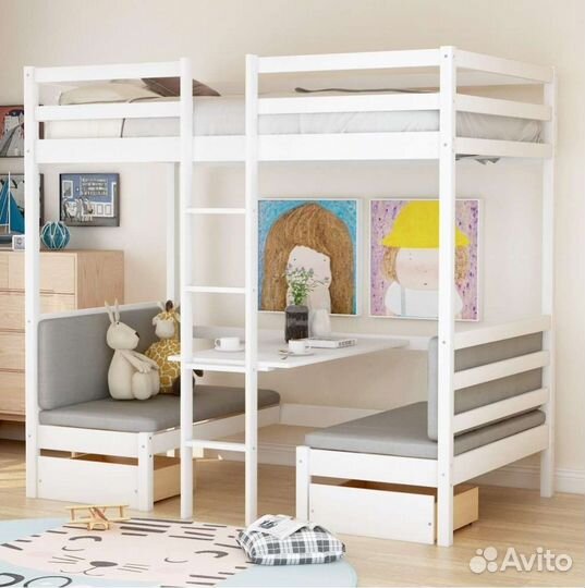 Кровать чердак со столом и спальным местом