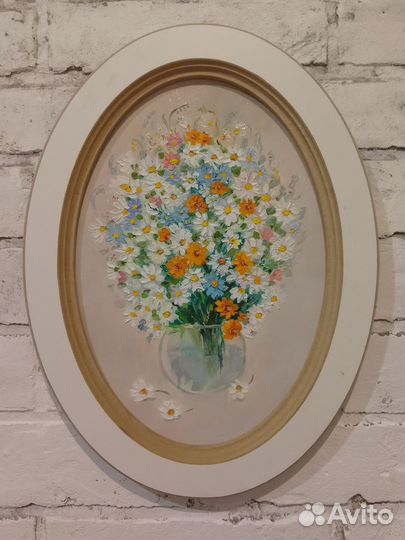 Картина маслом в раме цветы 40*30см