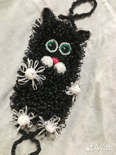 Мочалка Детская чёрный кот