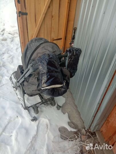 Детские санки коляска с большими колесами