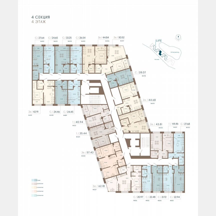 Апартаменты-студия, 21,5 м², 4/8 эт.