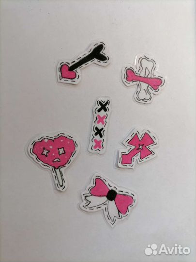 Чёрно-розовые стикеры в стиле y2k (ручная работа)