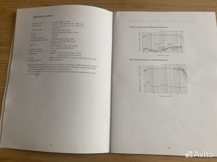 Оригинальный мануал Sony Esprit APM-6 Monitor