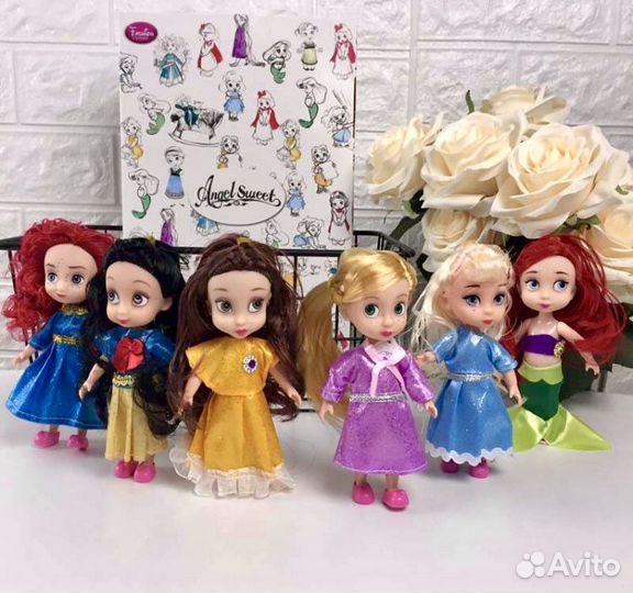 Куклы дисней аниматорс мини. Набор 6 шт. Новые