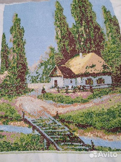 Картина вышитая крестом Домик