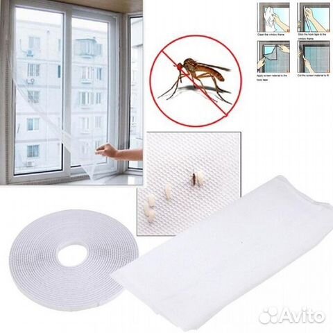 Москитная сетка для окна самоклеящаяся, отрезная