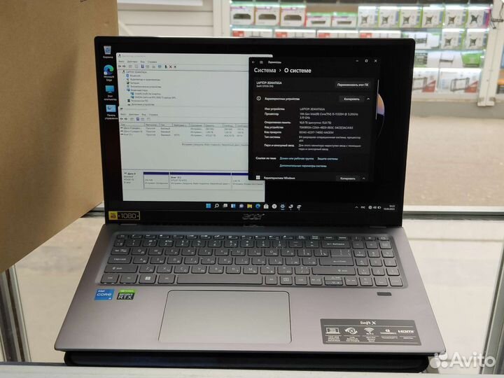 Игровой ноутбук acer Swift X RTX 3050Ti 16/512