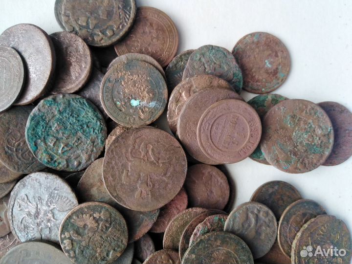 Кучка царских медных монет. 130шт