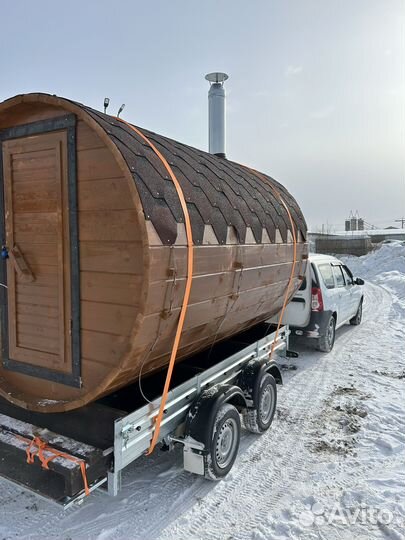 Баня бочка на колесах в аренду
