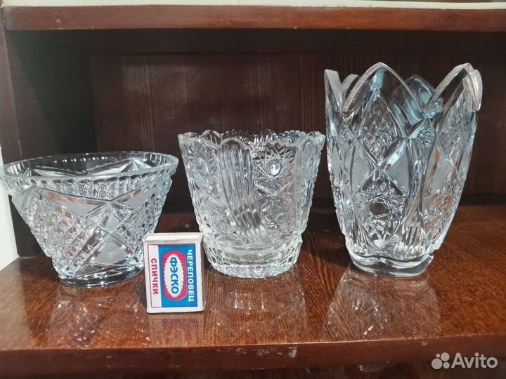 Хрустальные вазы и графин СССР