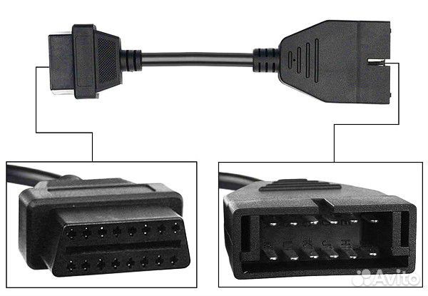 Провод переходник GM12 pin на OBD2 16 pin
