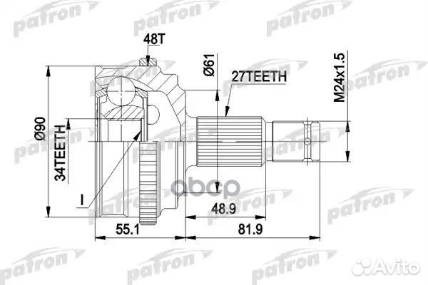 ШРУС наружн к-кт 27x61x34 ABS:48T citroen: evas