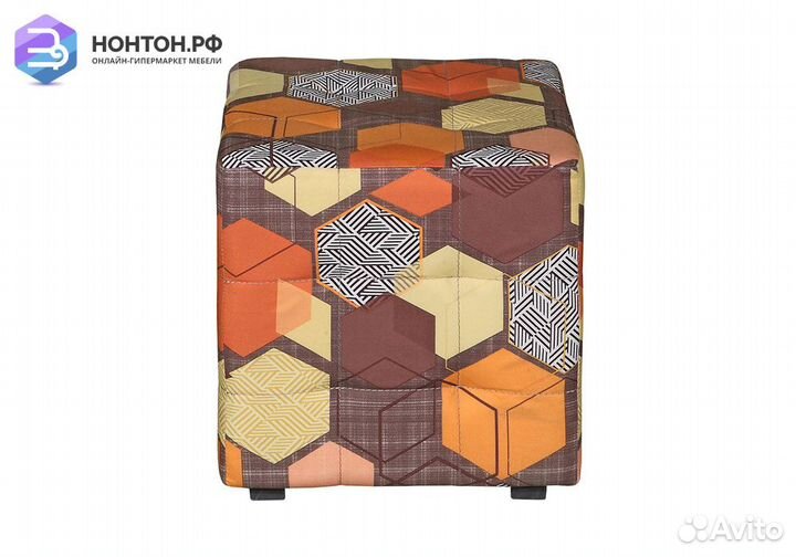 Пуф 4Н коричневый геометрический рисунок