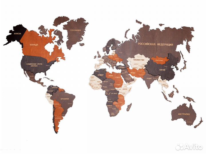 Карта мира из дерева Самара