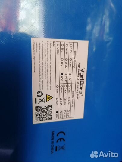 Литиевый аккумулятор 60v, 100ah для электроскутера