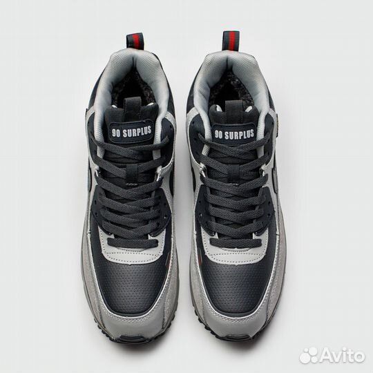 Кроссовки Nike Air Max 90 Mid Grey Black with Fur