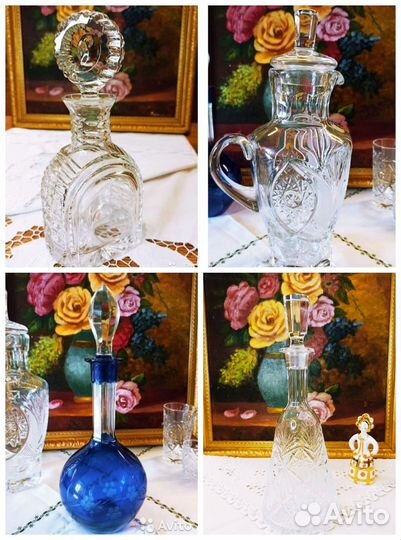 Графин штоф кувшин кобальт Дятковский хрусталь