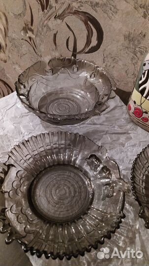 Ваза конфетница, салатница, цветное стекло