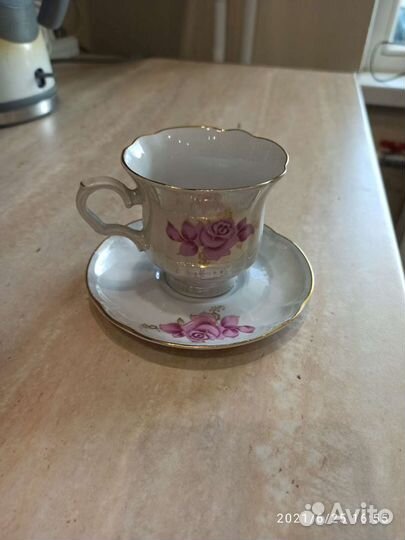 Чашка с блюдцем коростенский фарфор