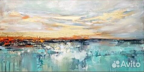 Картина маслом на холсте абстракция морской пейзаж