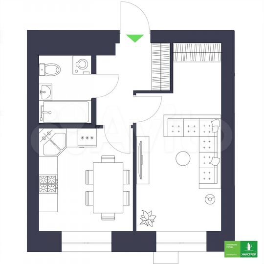 1-к. квартира, 33,7 м², 3/9 эт.