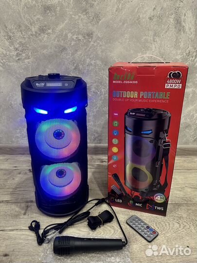 Блютуз колонка с радио и караоке 37см новая