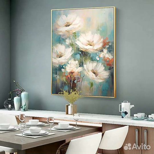Картина маслом цветочки крепления в подарок