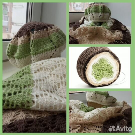 Шаль + бирет ручная работа крючок