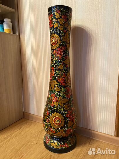 Деревянная ваза ручной росписи