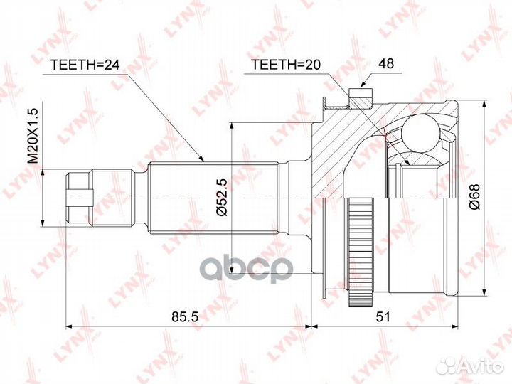 ШРУС внешний перед прав/лев CO3798A lynxauto