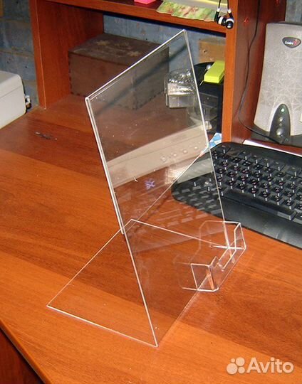 Меню-холдер А4 L-обр. верт. с карманом под визитки