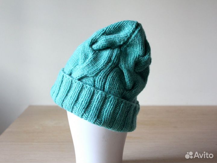 Шапка женская вязаная зимняя из шерсти и кашемира