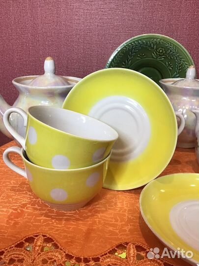 Предметы фарфор СССР чайные пары Рига ,молочники