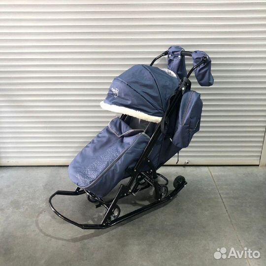 Санки коляска Pikate снеговик со стразами