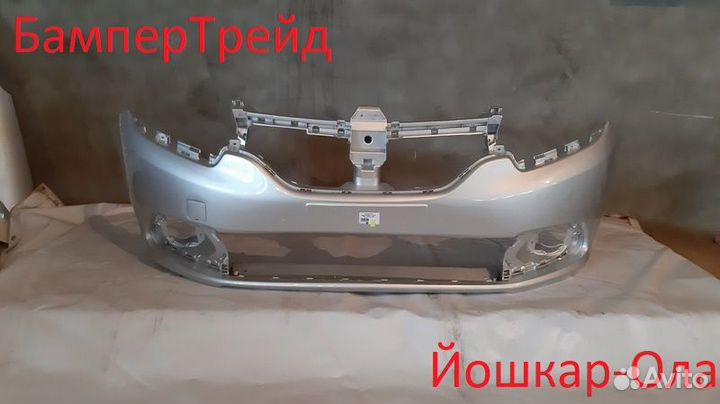 Бампер передний Рено Логан 18 Серебро D69