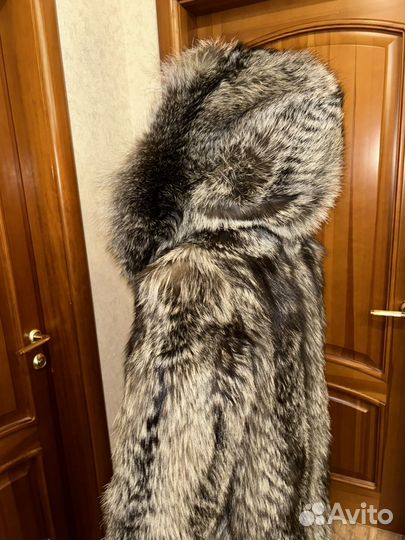 Шуба из чернобурки с капюшоном винтаж