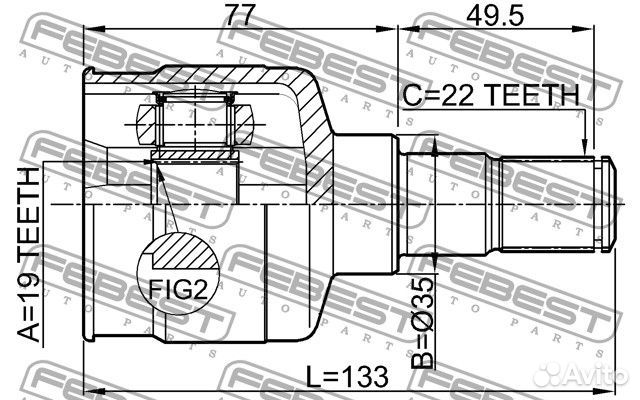 Шрус внутренний 19x35x22
