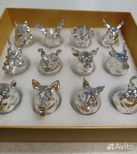 Рюмки стопки перевертыши с головами животных 12 шт