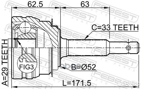 ШРУС наружный 29X52X33 chevrolet lanos (T100)