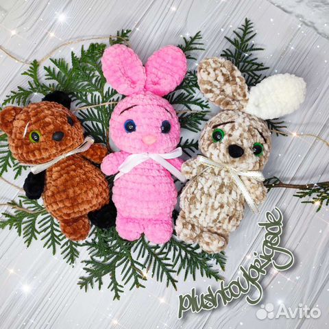 Плюшевый зайчик и котик (на заказ)