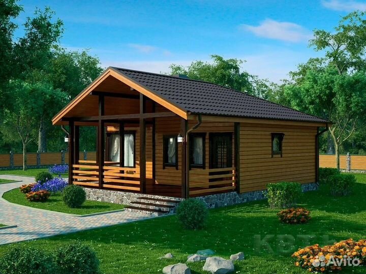 Каркасный Домик 8х6 с террасой