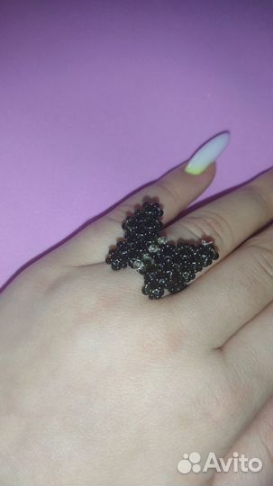 Кольцо из бисера объёмное бабочка