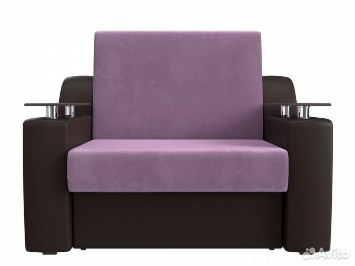 Диван прямой аккордеон Сенатор 100, микровельвет, сиреневый, коричневый