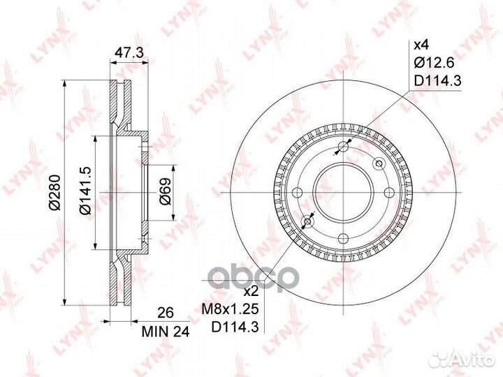 Диск тормозной перед BN1052 lynxauto
