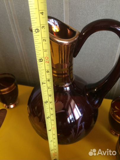 Богемское стекло 60-х гг, штоф рюмки ваза