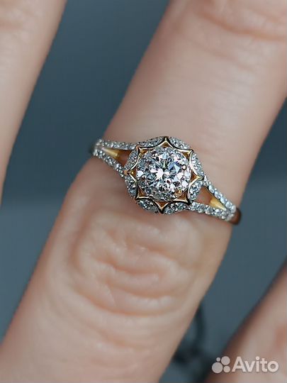 Кольцо новое 750* бр-ты 0,42 ct